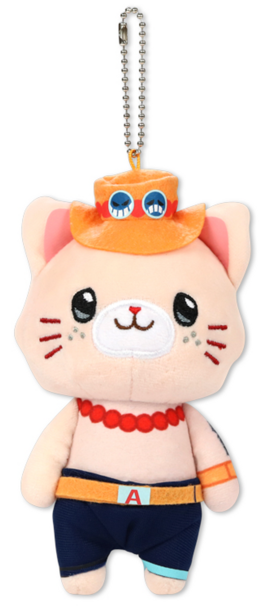 ONE PIECE with CAT Eye Mask Plush Keychain - Ace